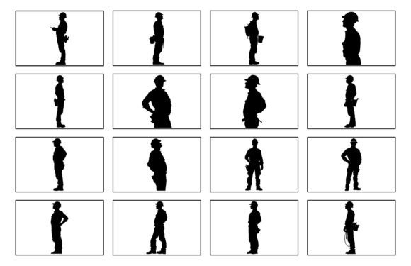 Construction Worker Silhouette Vector Graphics