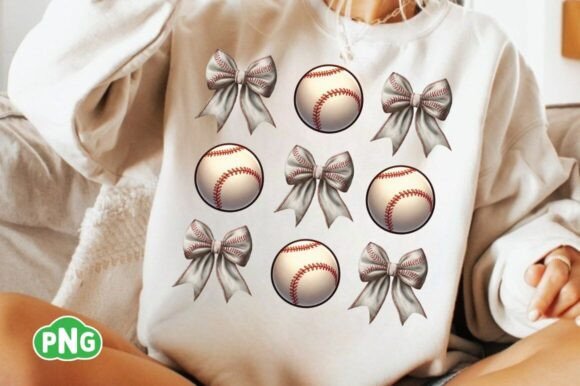 Coquette Baseball Bow Png for T-Shirt Designs