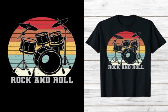 Drummer Rock and Roll Drumming Shirt Eps: Graphics and T-Shirt Designs