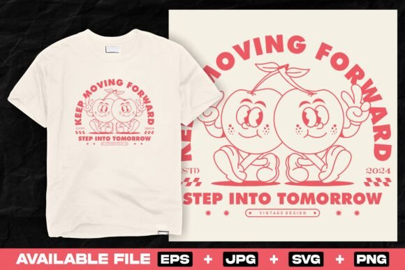 Retro Cherry Mascot with Peace Sign Graphics