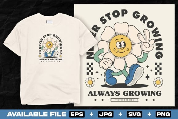 Retro Flower Cartoon Character Design Graphics