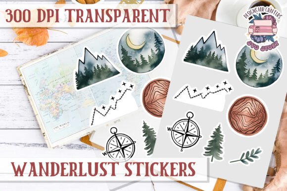 Wanderlust Sticker Sheet Outdoor Travel Graphics